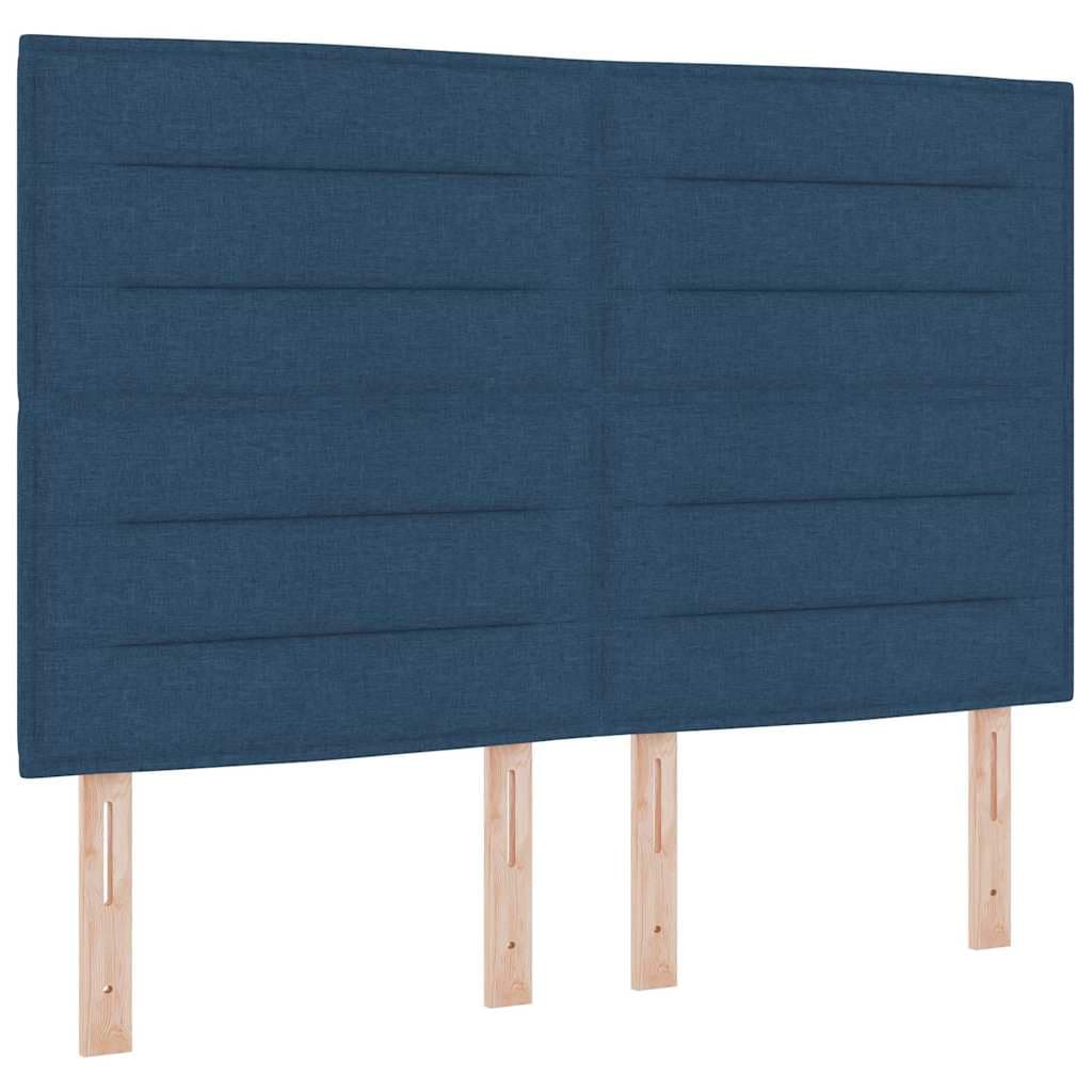 vidaXL Cama Box Spring LED com colchão Azul 140 x 200 cm tecido