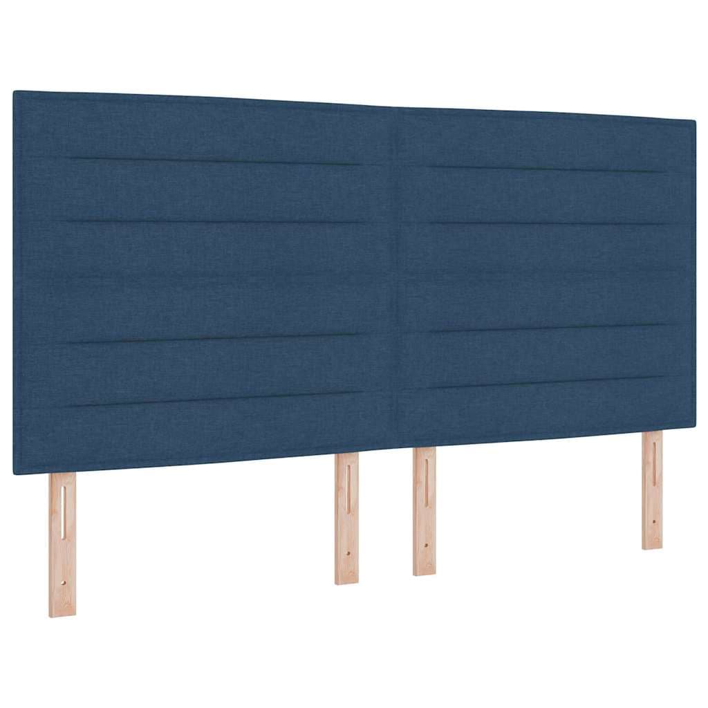 vidaXL Cama Box Spring LED com colchão Azul 180 x 200 cm tecido