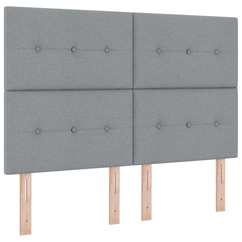vidaXL Estrutura de Cama com Colchão Cinza Claro Tecido 140 X 200 cm - 2853033623