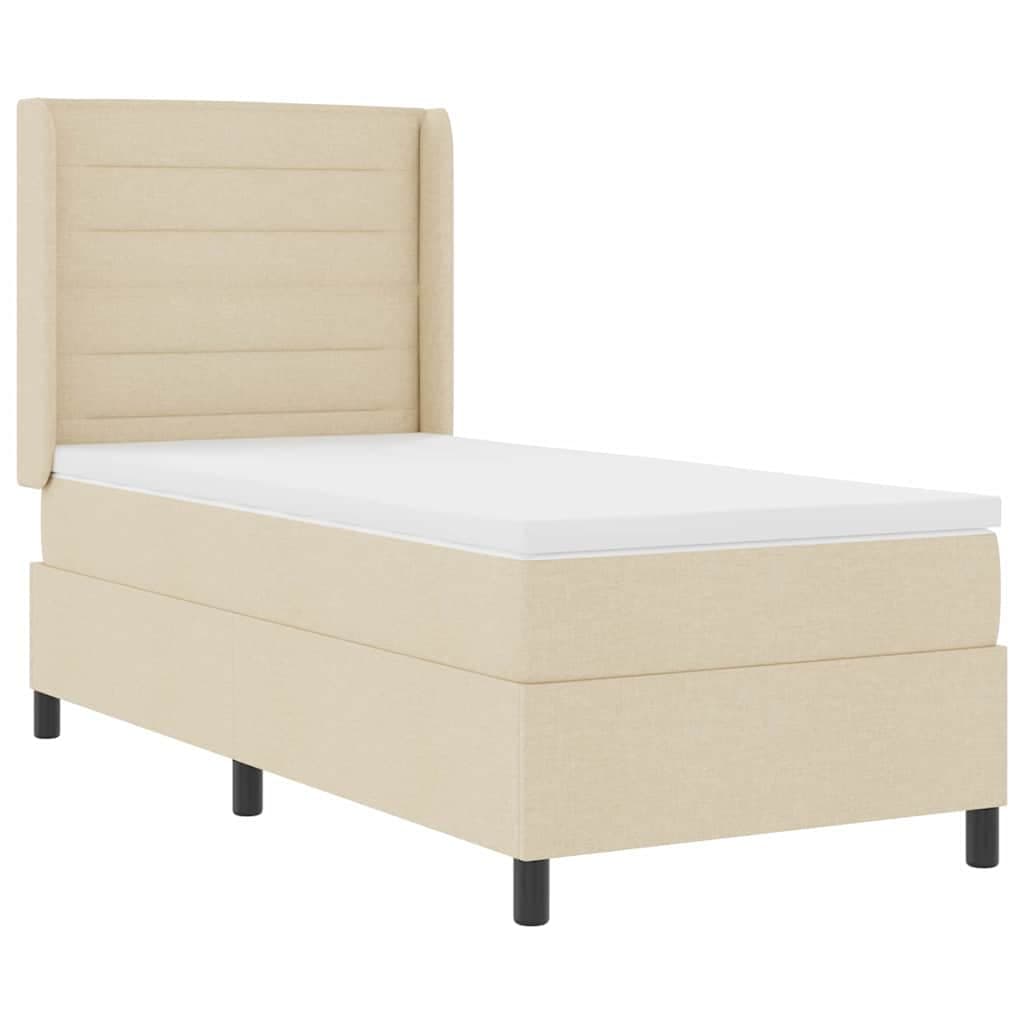 vidaXL Cama Box com Colchão e led Creme 90x190 cm Tecido - 571473077