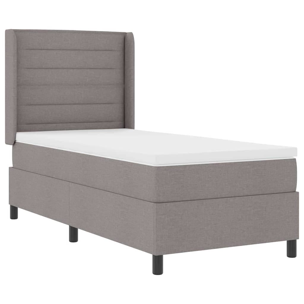 vidaXL Cama Box com Colchão & led Taupe 90x200 cm em Tecido - 9757533