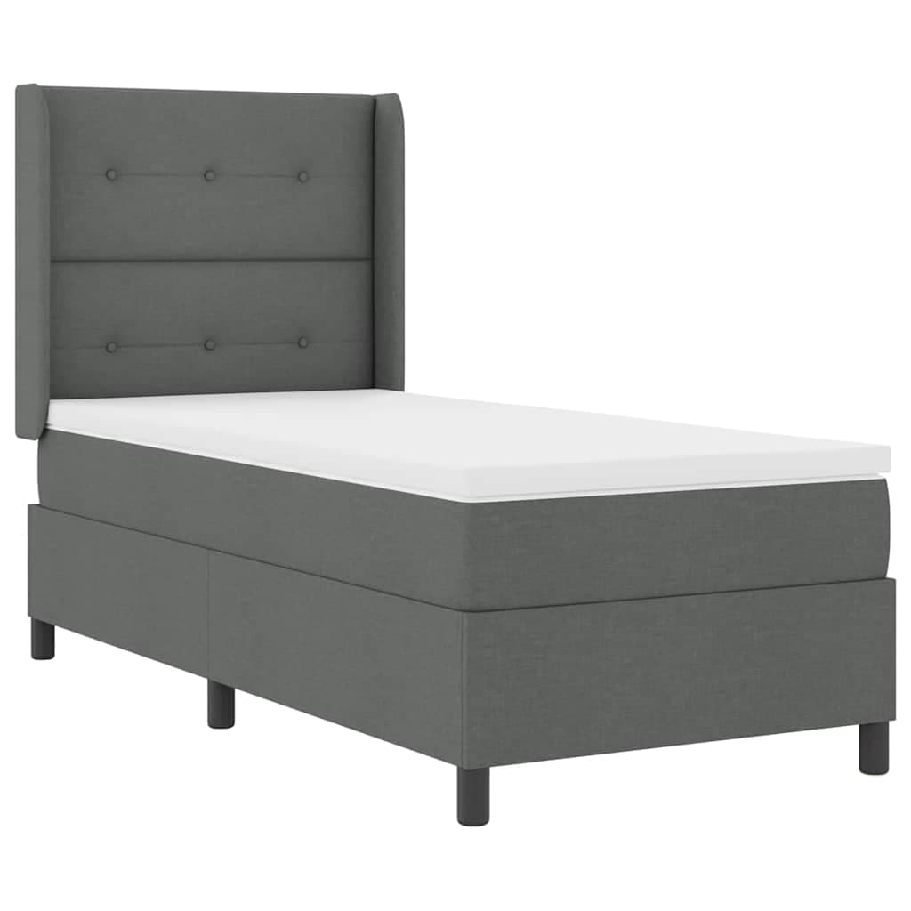 vidaXL Cama Box Spring LED com colchão Cinza Escuro 80 x 200 cm tecido