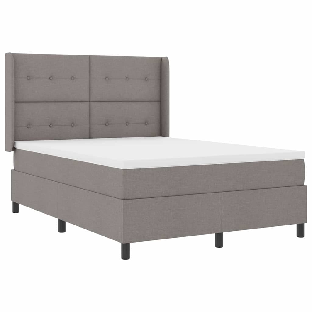 vidaXL Cama Box Spring LED Cinzento-acastanhado 140 x 190 cm tecido