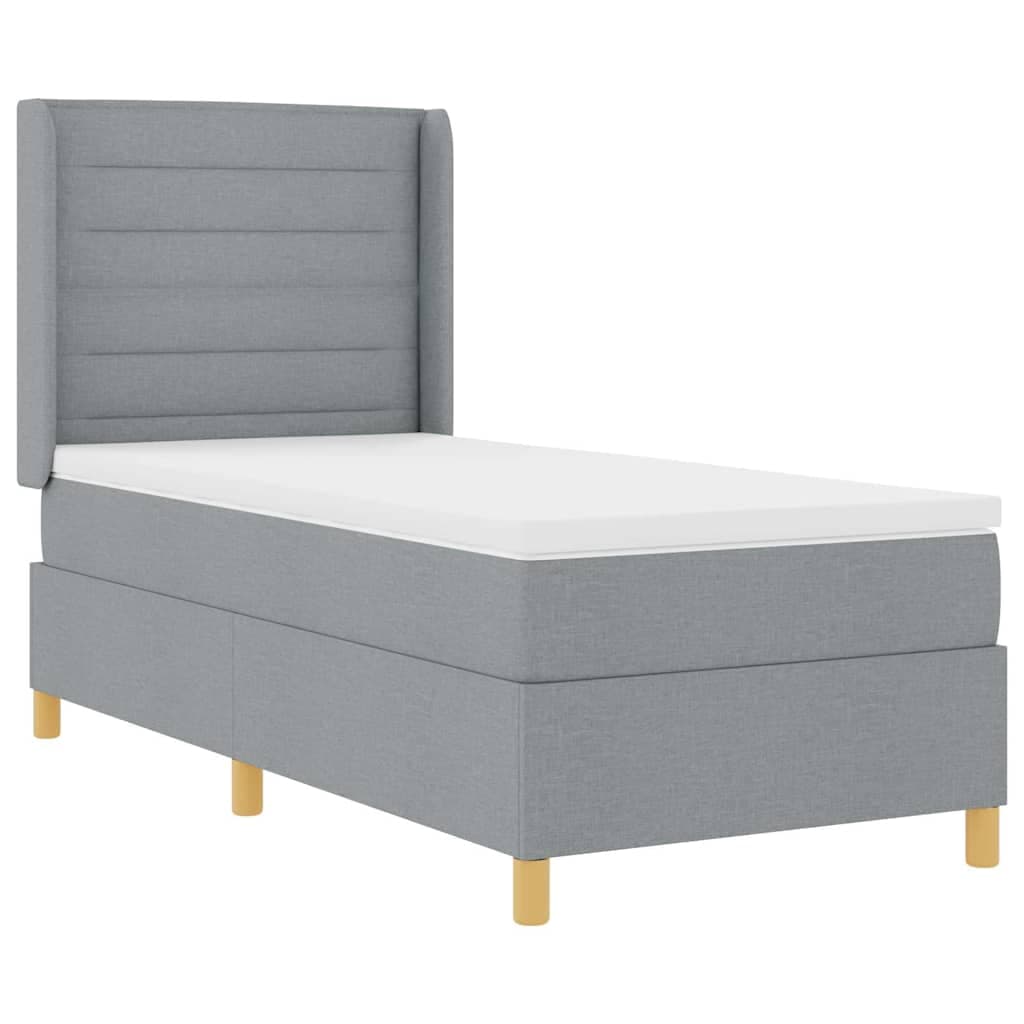 vidaXL Cama Box com fitas LED Cinzento-claro 80 x 200 cm tecido
