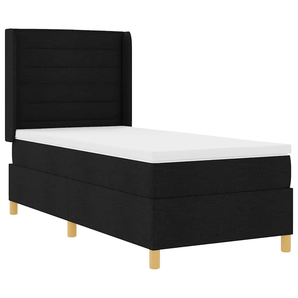 vidaXL Cama Box com fitas LED com cabeceira Preto 90 x 190 cm tecido