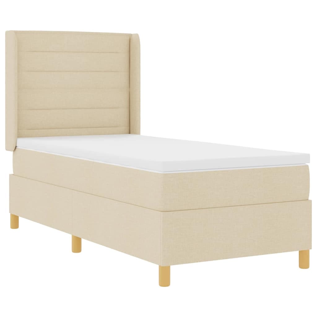 vidaXL Cama Box com Colchão e led Cream 90x190 cm Tecido - 2821653515