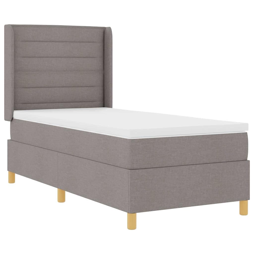 vidaXL Cama Box Spring com Colchão e led Taupe 90x200 cm Tecido - 3059347795