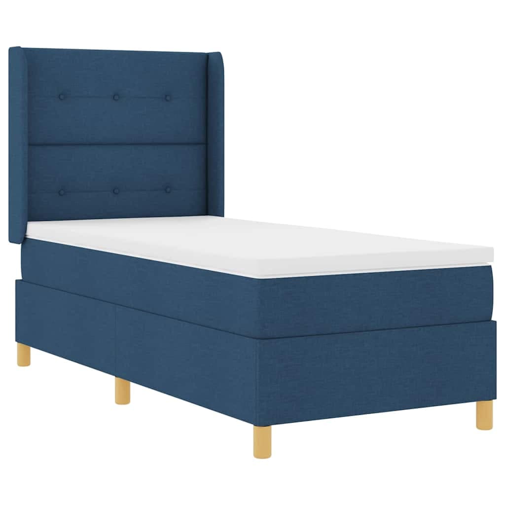 vidaXL Cama Box Spring com Colchão e led Azul 100x200 cm Tecido - 2398678831