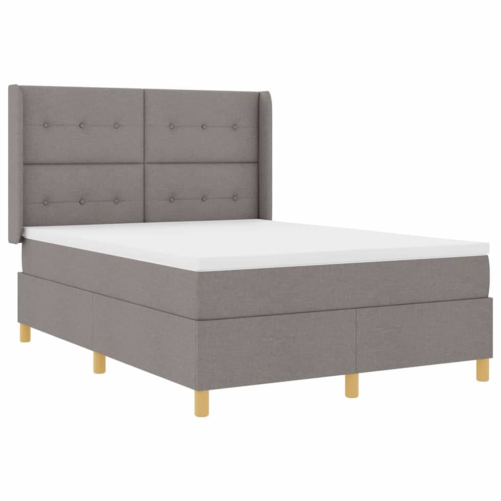 vidaXL Cama Box com fitas LED Cinzento-acastanhado 140 x 190 cm tecido