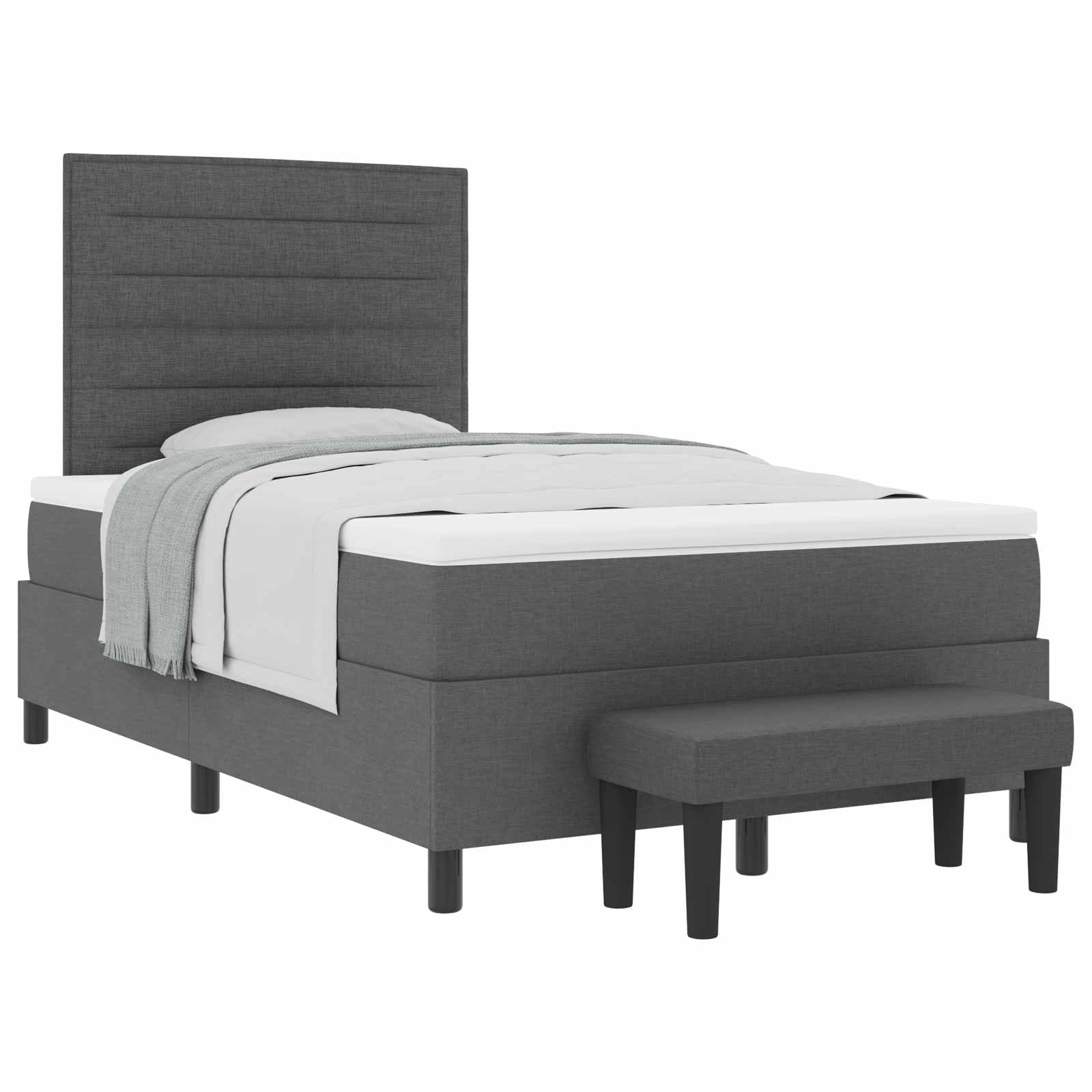 vidaXL Cama Box com cabeceira Cinza Escuro 120 x 190 cm tecido