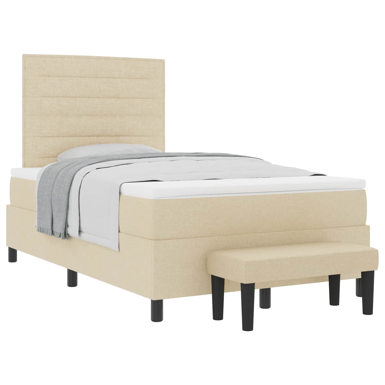 vidaXL Cama Box com cabeceira Creme 120 x 200 cm tecido