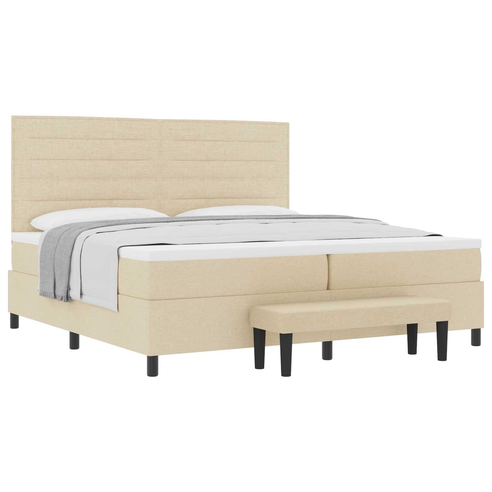 vidaXL Cama Box com colchão com cabeceira Creme 200 x 200 cm tecido