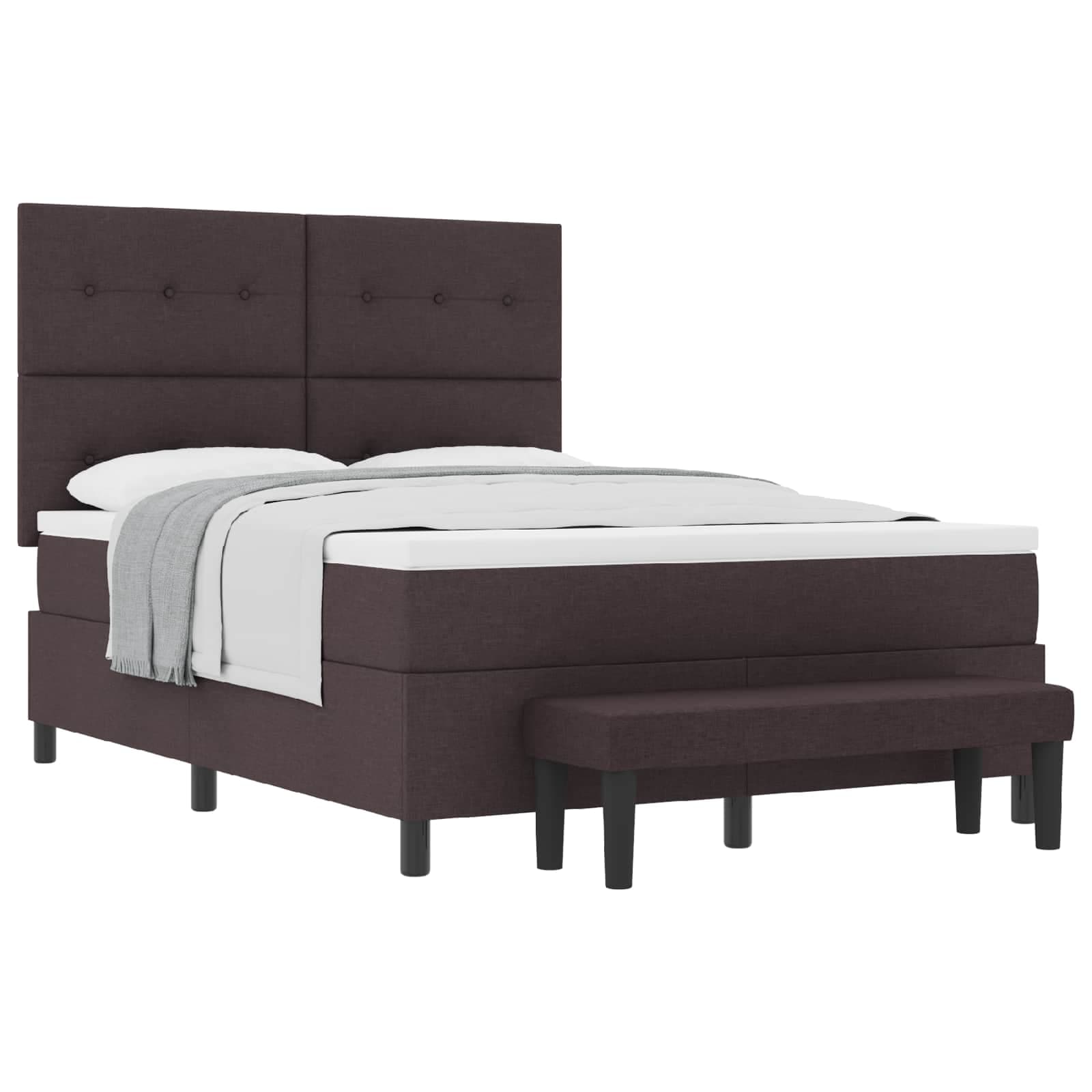 vidaXL Cama Box com cabeceira Marrom Escuro 160 x 200 cm tecido