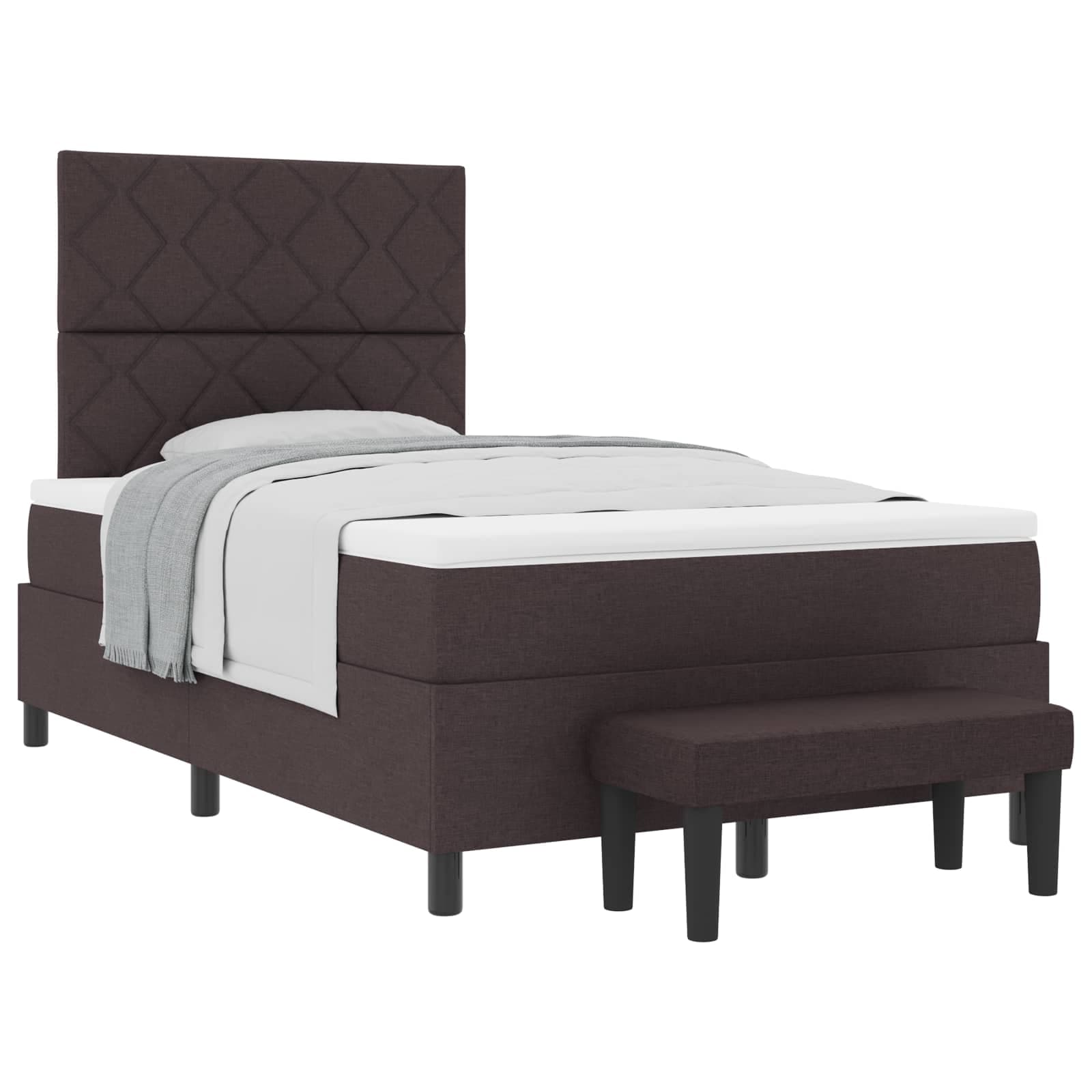 vidaXL Cama Box com cabeceira Marrom Escuro 120 x 190 cm tecido