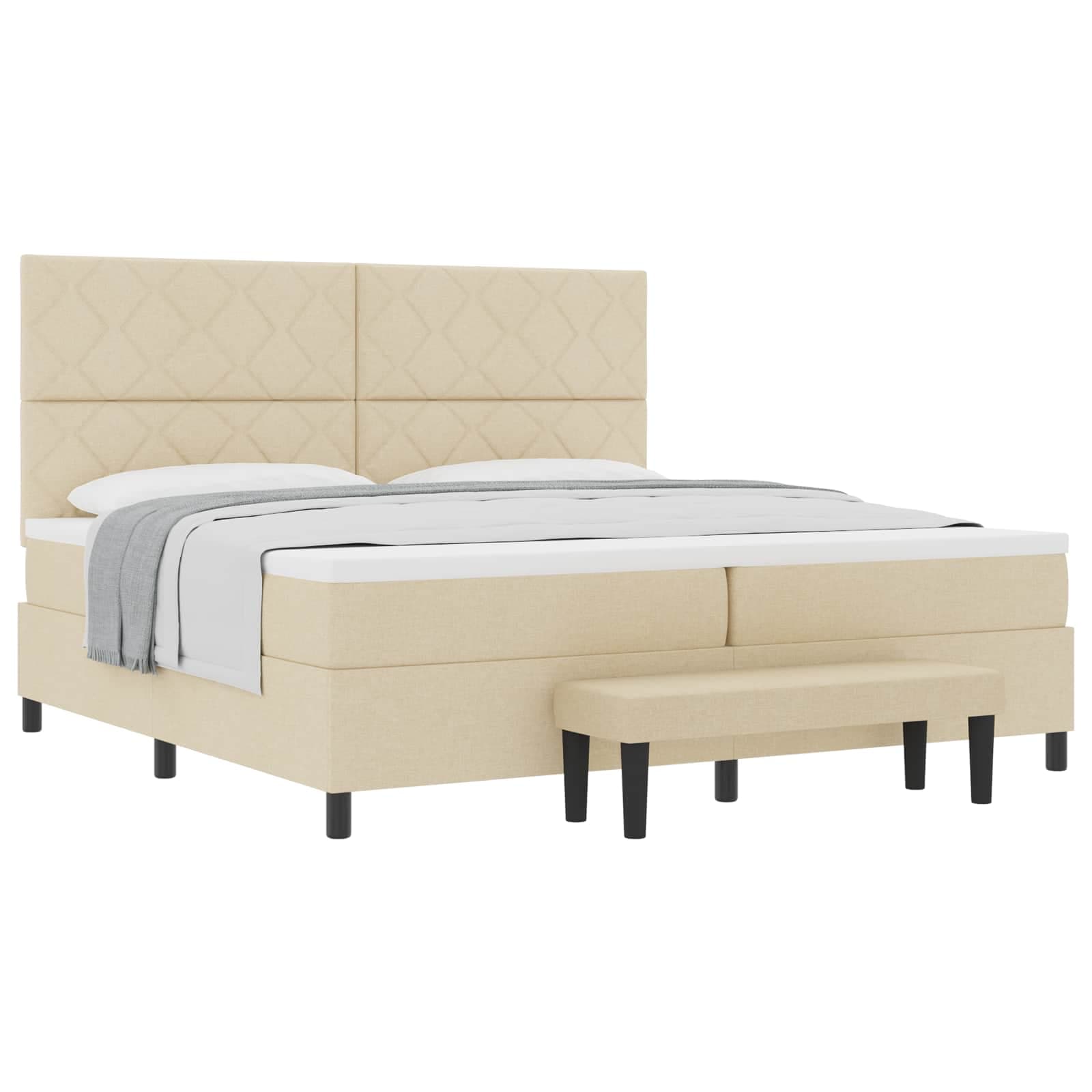 vidaXL Cama Box com cabeceira Creme 200 x 200 cm tecido