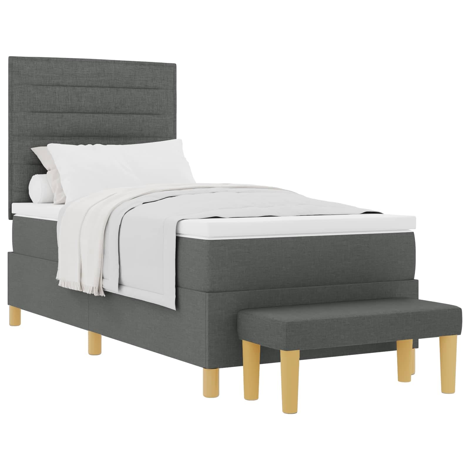 vidaXL Cama Box com almofada Cinzento escuro 200 x 90 cm tecido