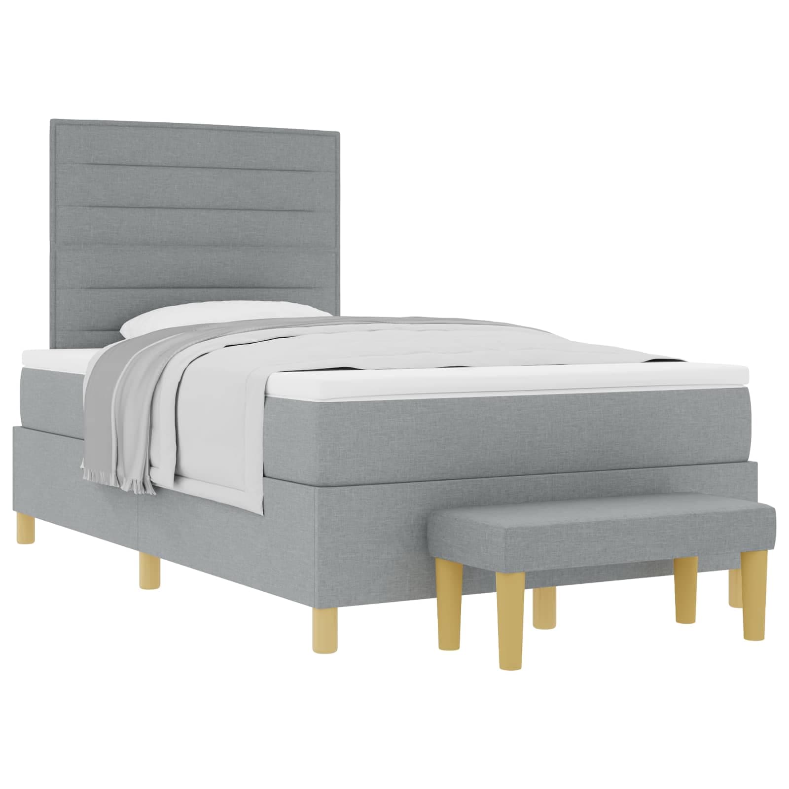 vidaXL Cama Box com cabeceira Cinzento-claro 190 x 120 cm tecido