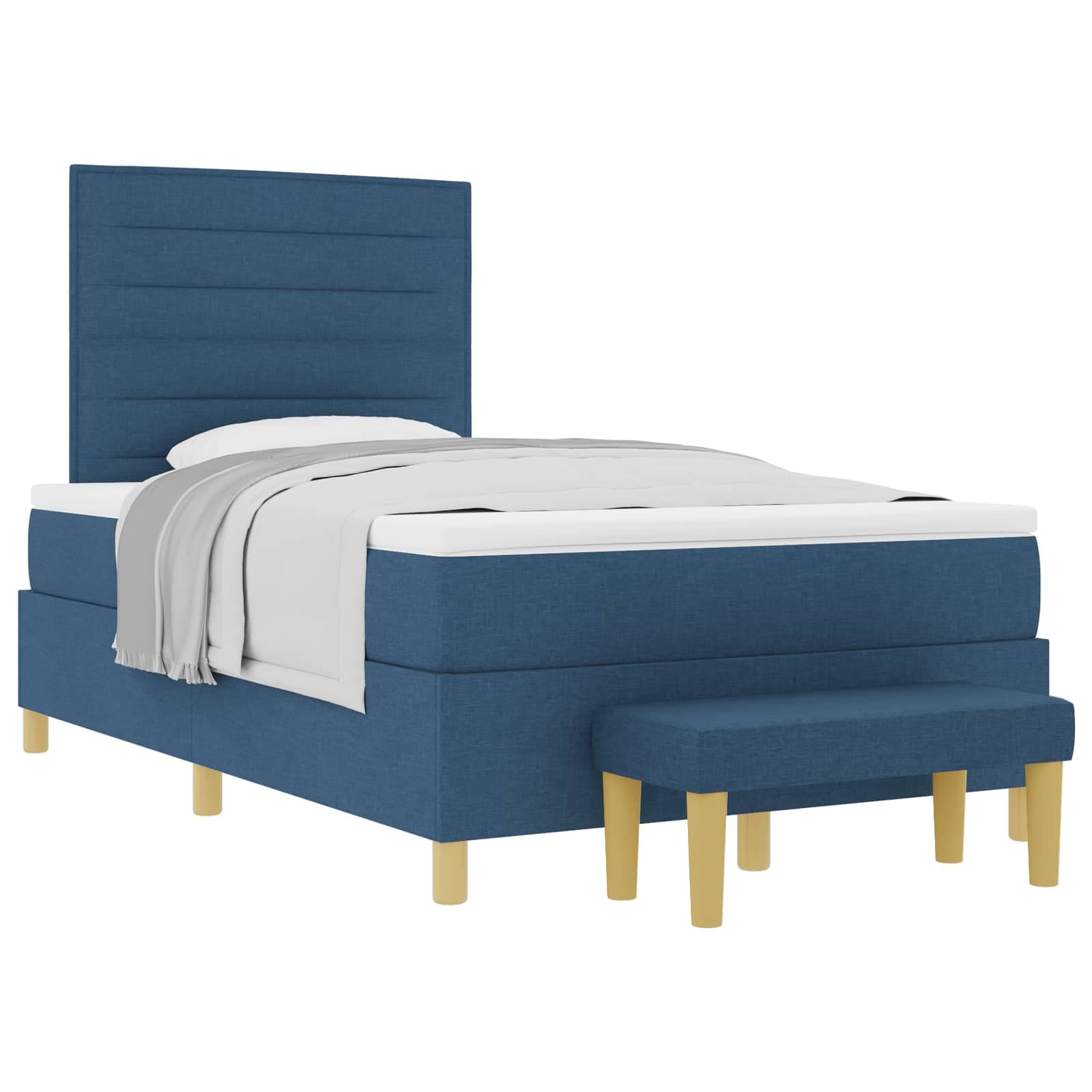 vidaXL Cama Box com almofada com cabeceira Azul 190 x 120 cm tecido