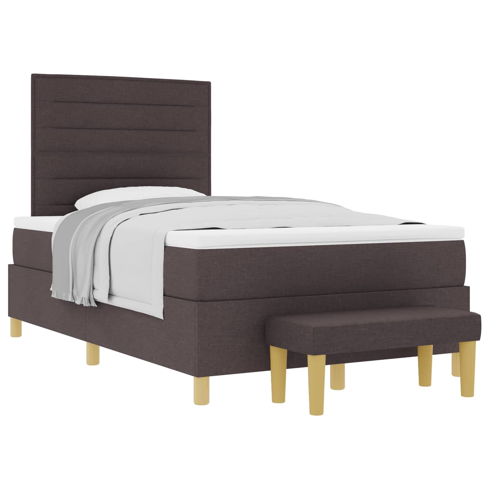 vidaXL Cama Box com cabeceira Castanho escuro 200 x 120 cm tecido