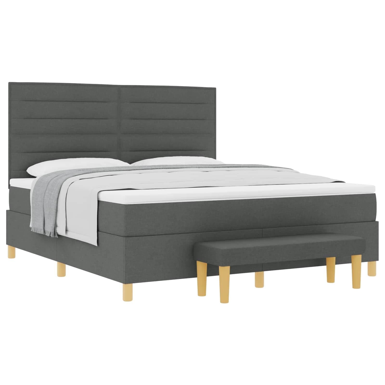 vidaXL Cama Box com cabeceira Cinzento escuro 200 x 180 cm tecido