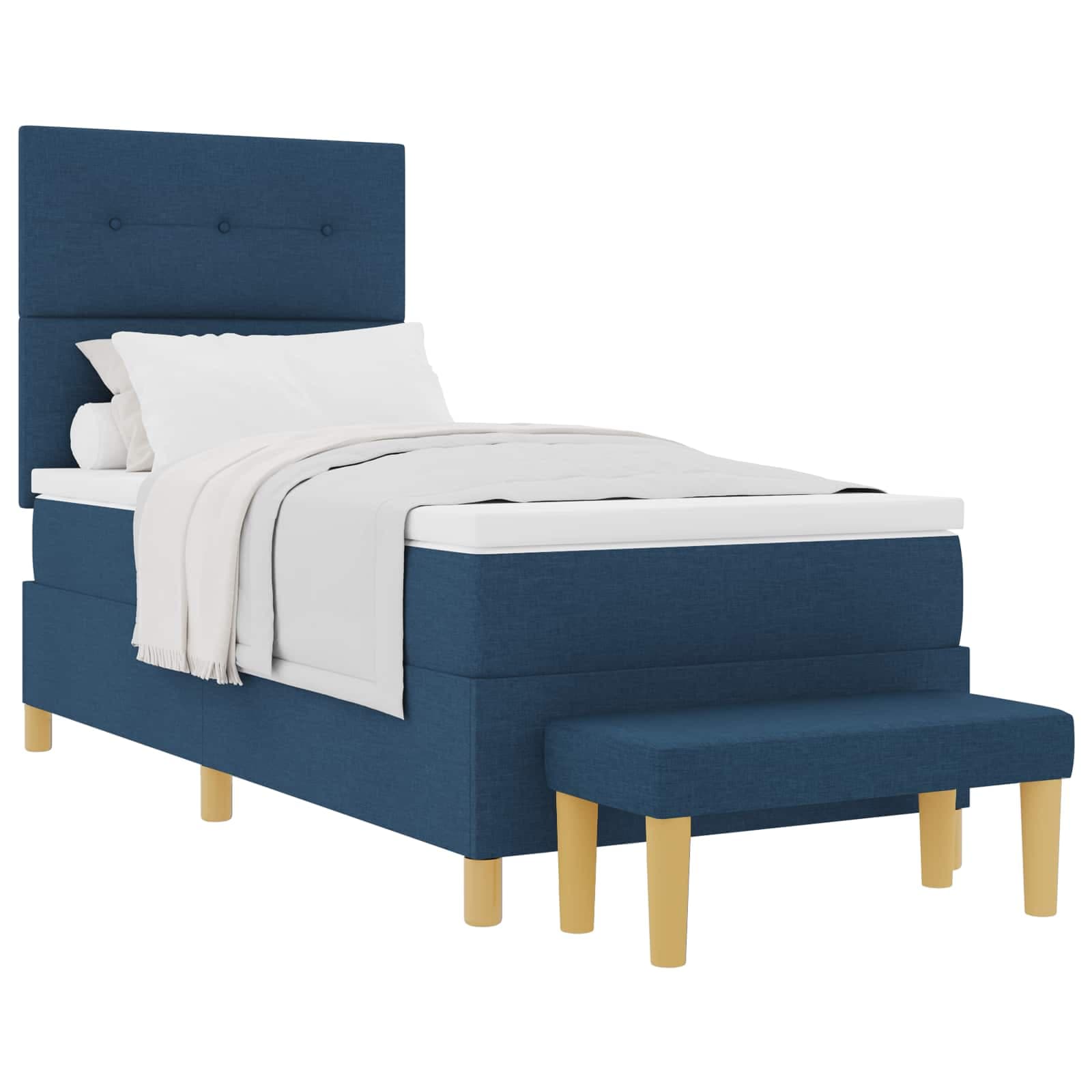vidaXL Cama Box com almofada com cabeceira Azul 200 x 80 cm tecido