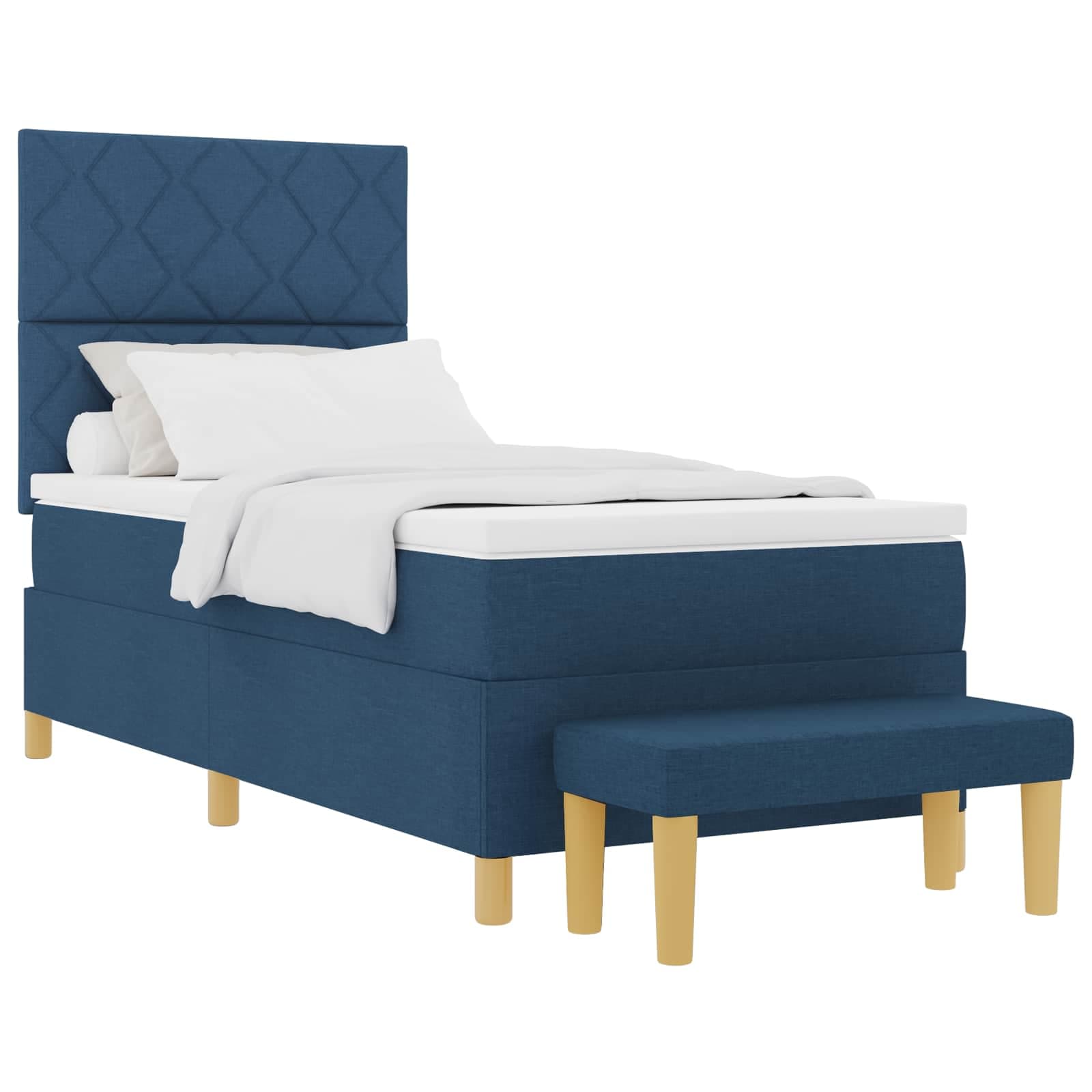 vidaXL Cama Box com cabeceira Azul 200 x 100 cm tecido