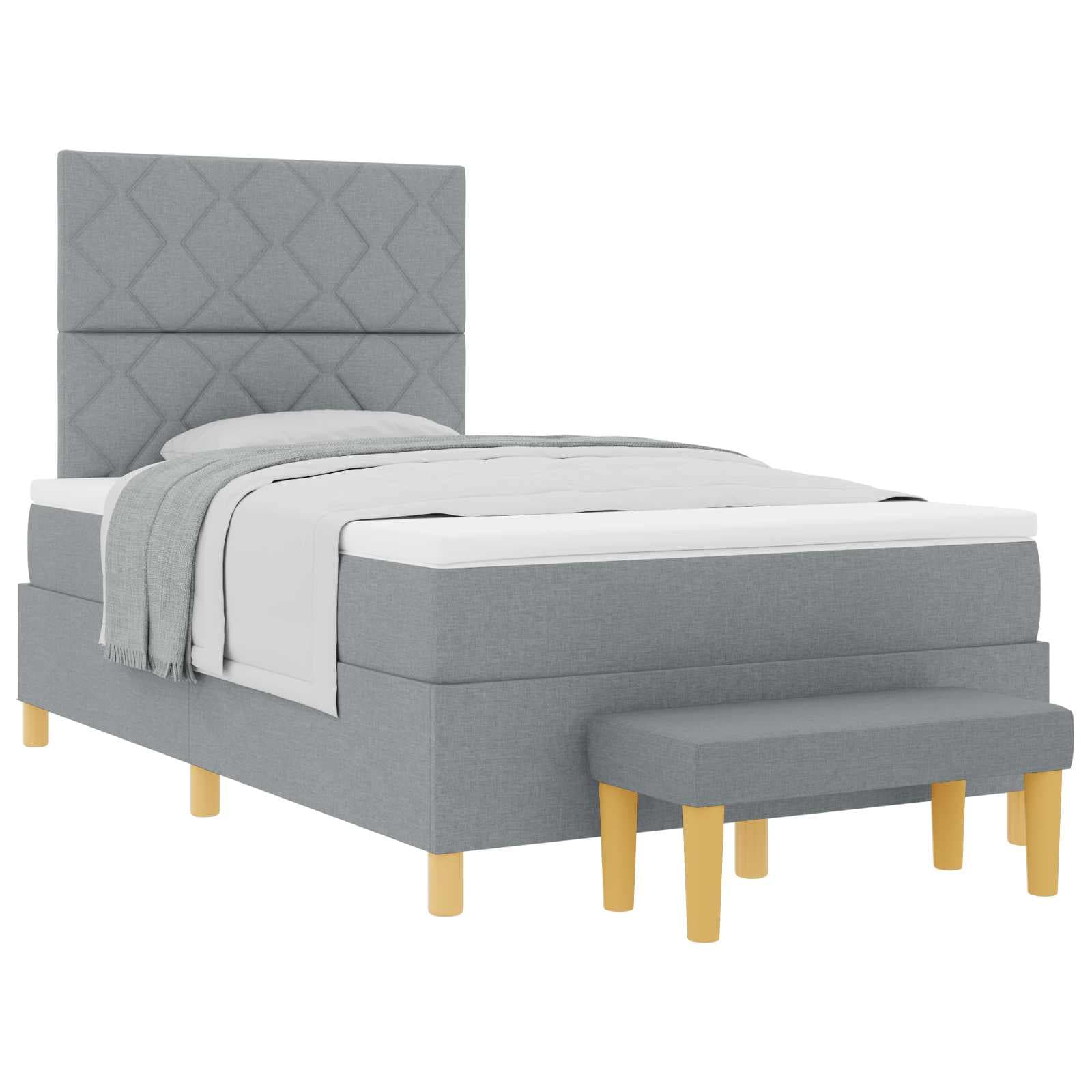 vidaXL Cama Box com almofada Cinzento-claro 200 x 120 cm tecido