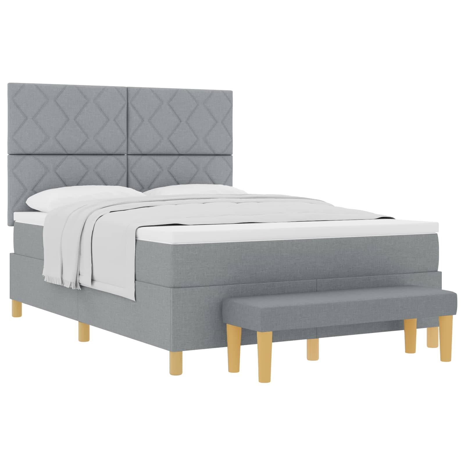 vidaXL Cama Box com almofada Cinzento-claro 200 x 160 cm tecido