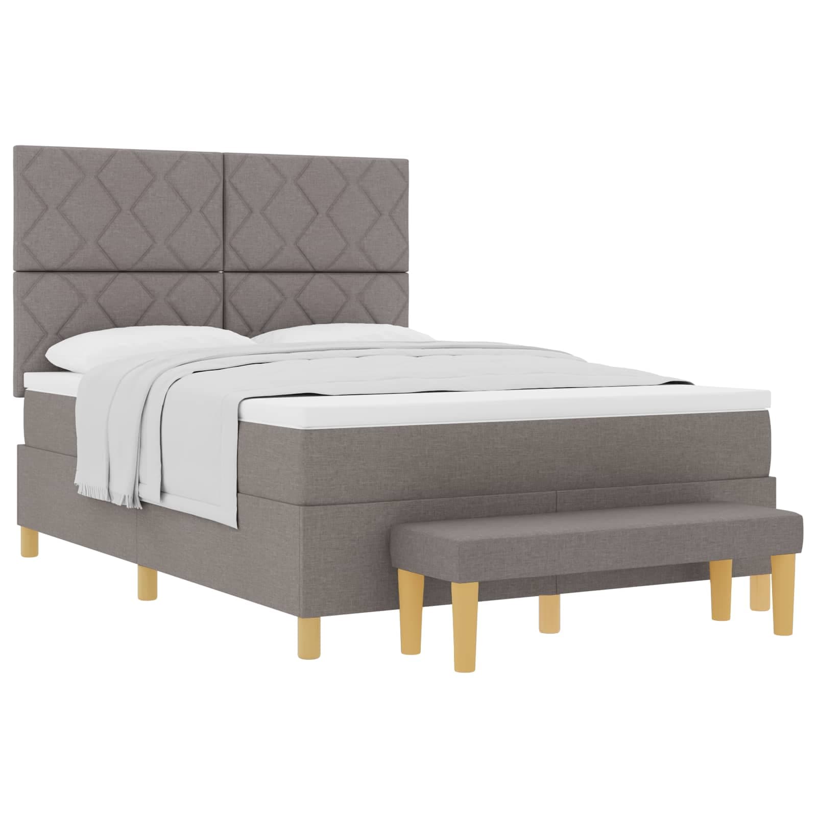 vidaXL Cama Box com cabeceira Cinzento-acastanhado 200 x 160 cm tecido