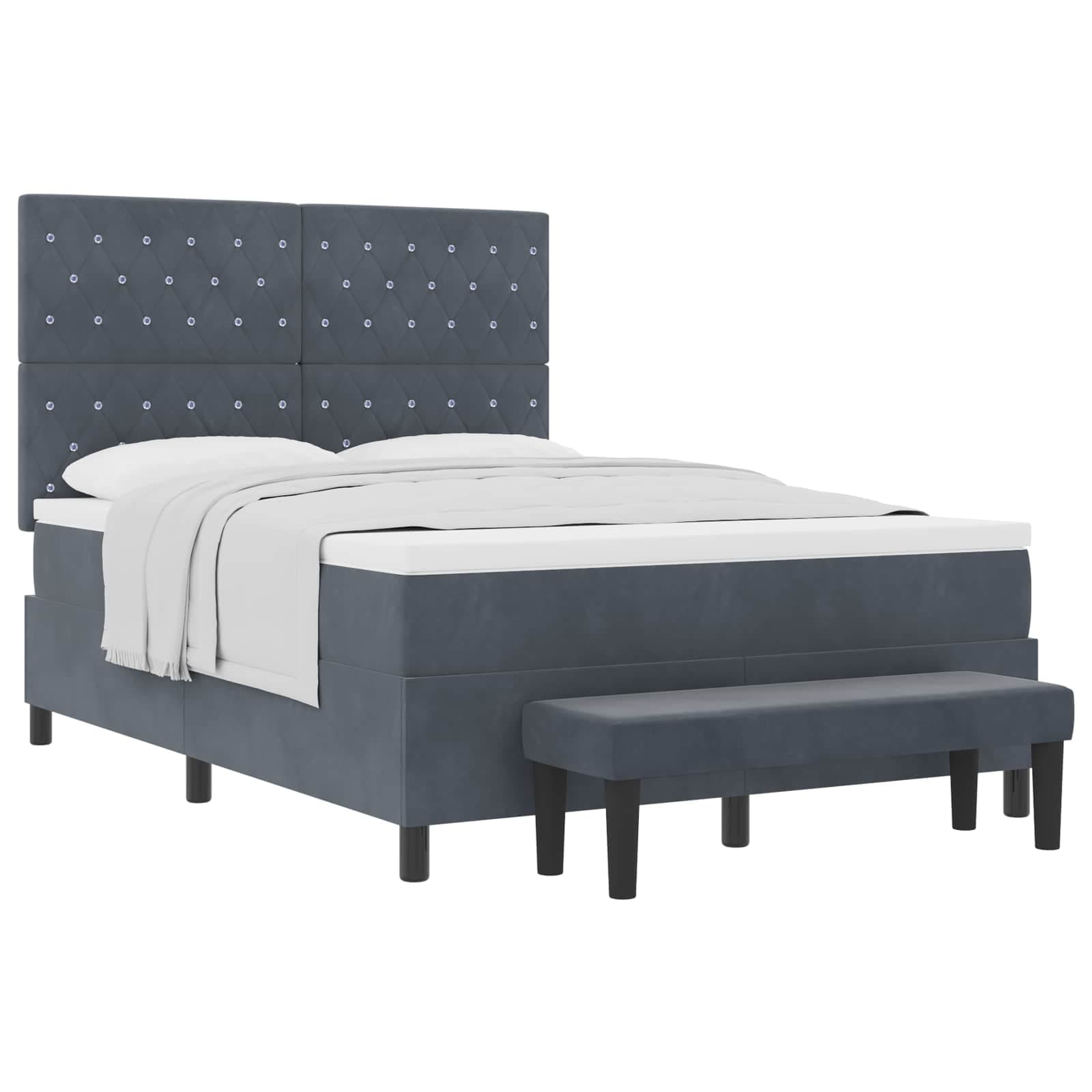 vidaXL Cama Box com cabeceira Cinzento escuro 200 x 160 cm Veludo