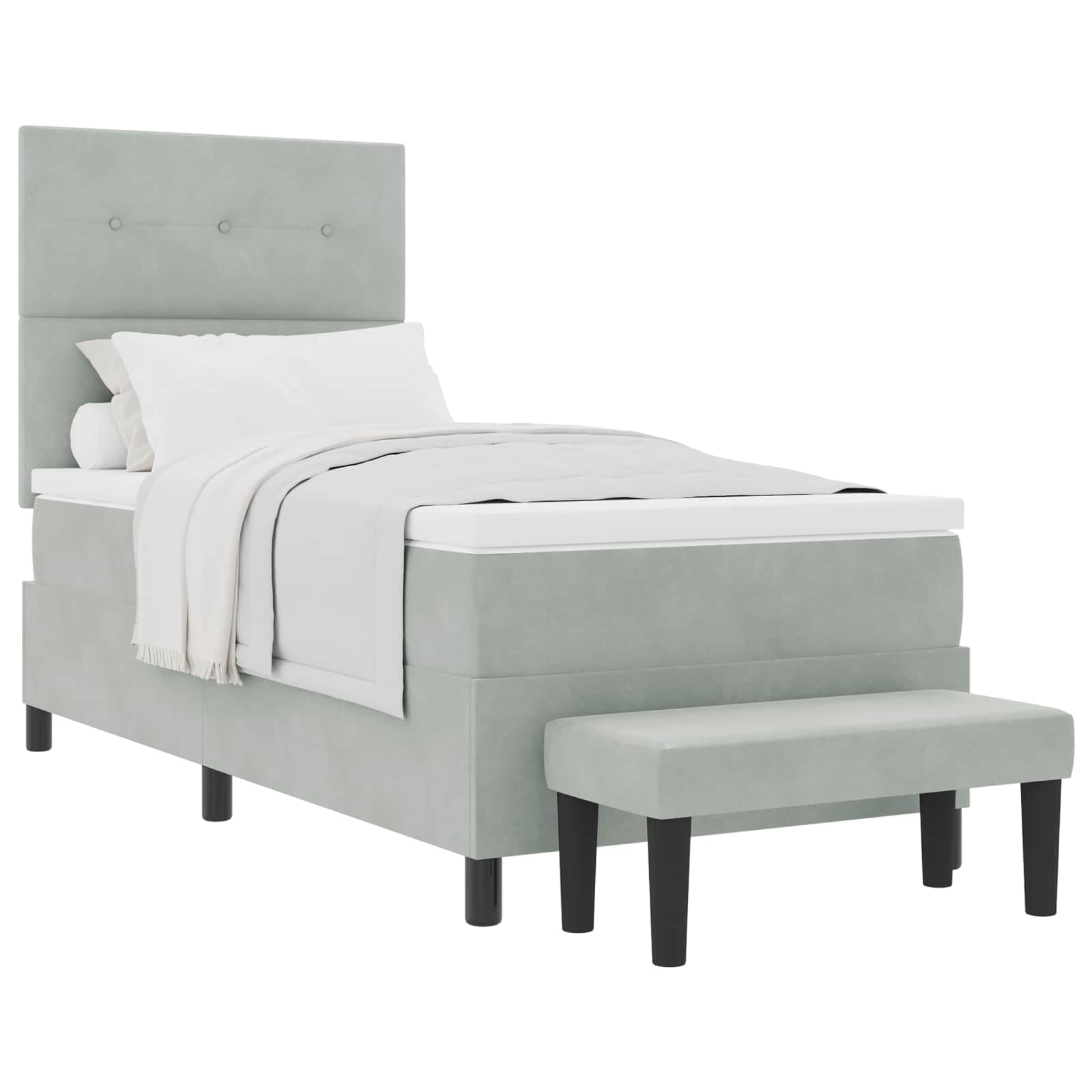 vidaXL Cama Box com cabeceira Cinzento-claro 190 x 90 cm Veludo