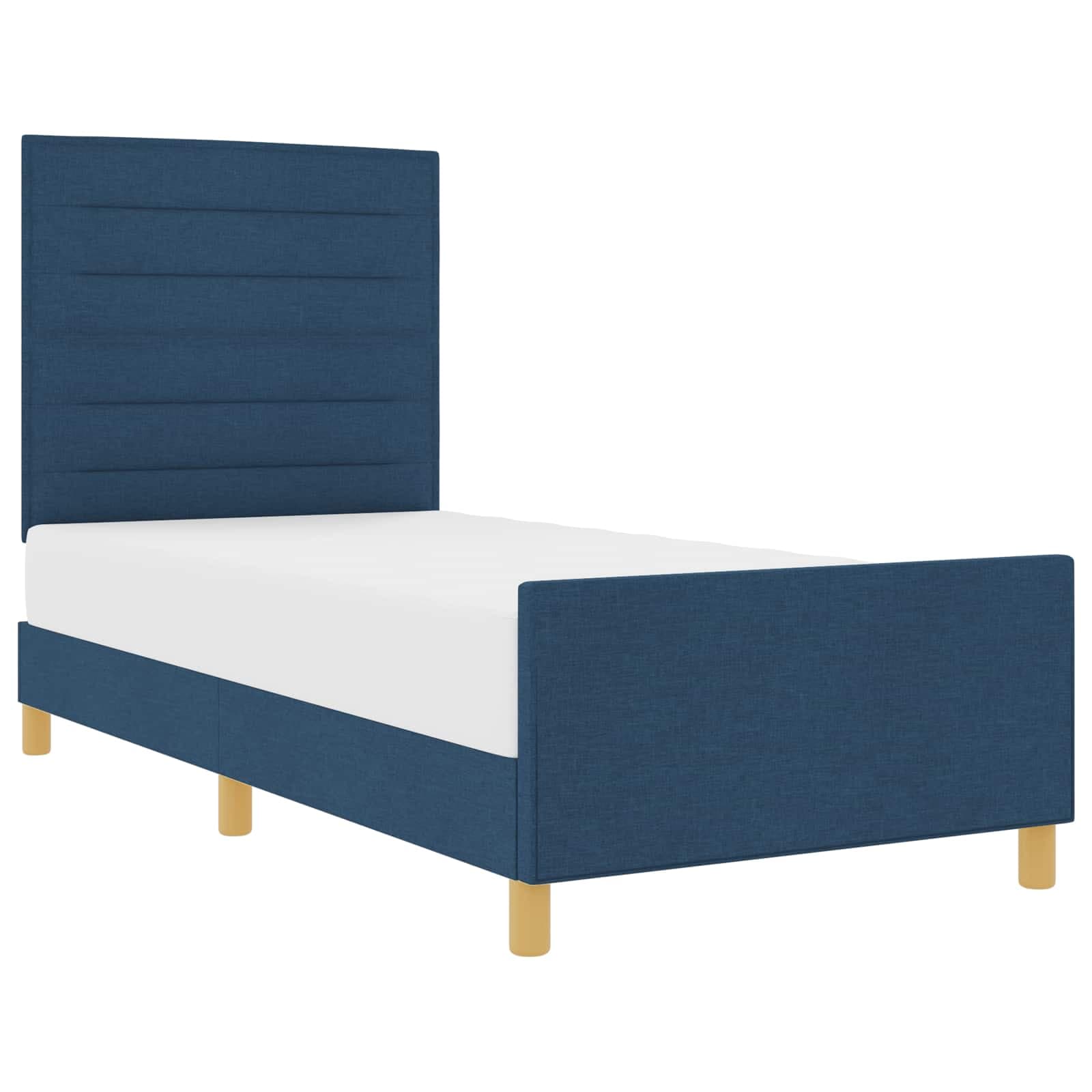 vidaXL Estrutura da Cama com cabeceira Azul 100 x 200 cm tecido