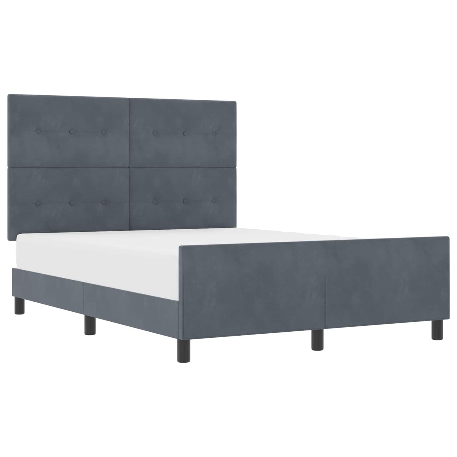 vidaXL Cama Cinza Escuro 140x200 cm Veludo - 768577053