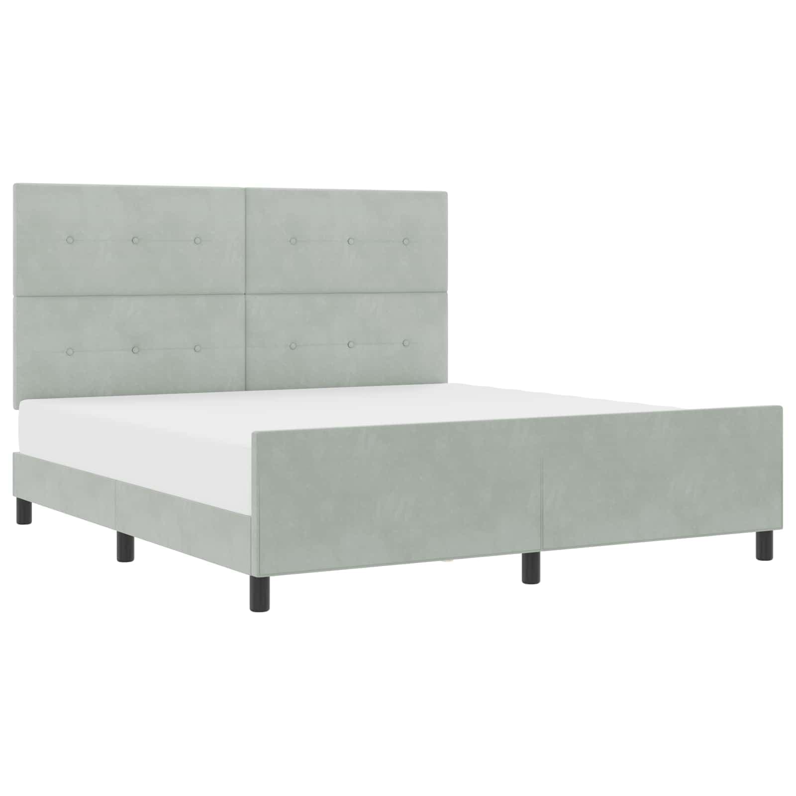 vidaXL Cama Cinza Claro 180x200 cm Veludo - 1137938378