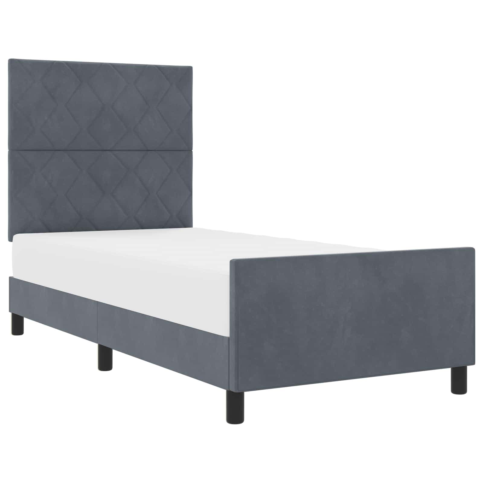 vidaXL Cama Box com cabeceira Cinzento escuro 90 x 190 cm Veludo