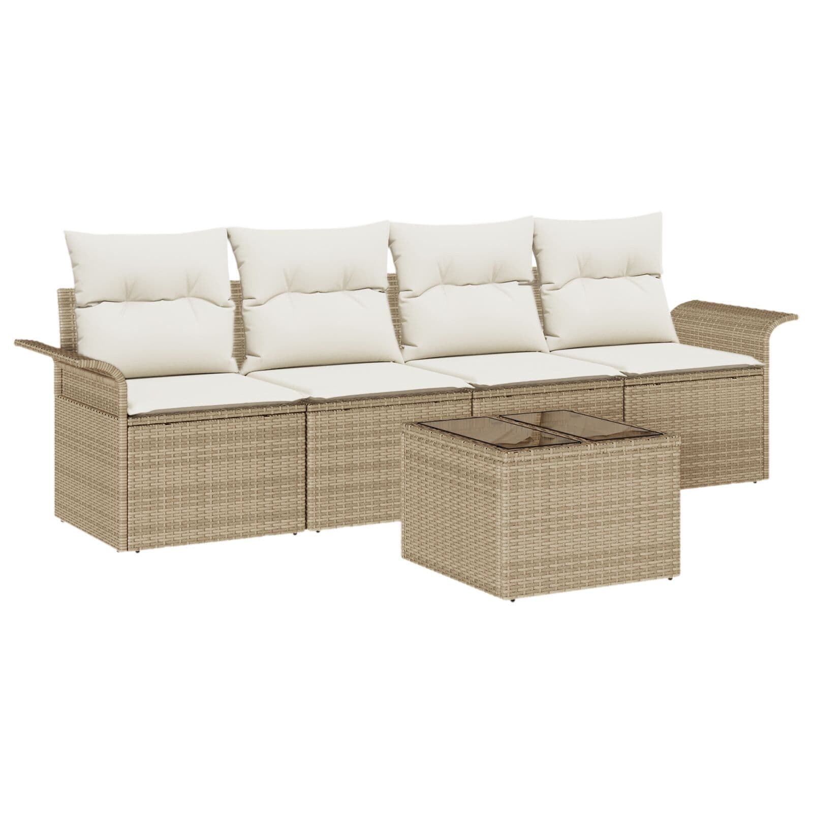vidaXL Conjunto de Sofá de Jardim 5 pcs Bege e Creme vime PE