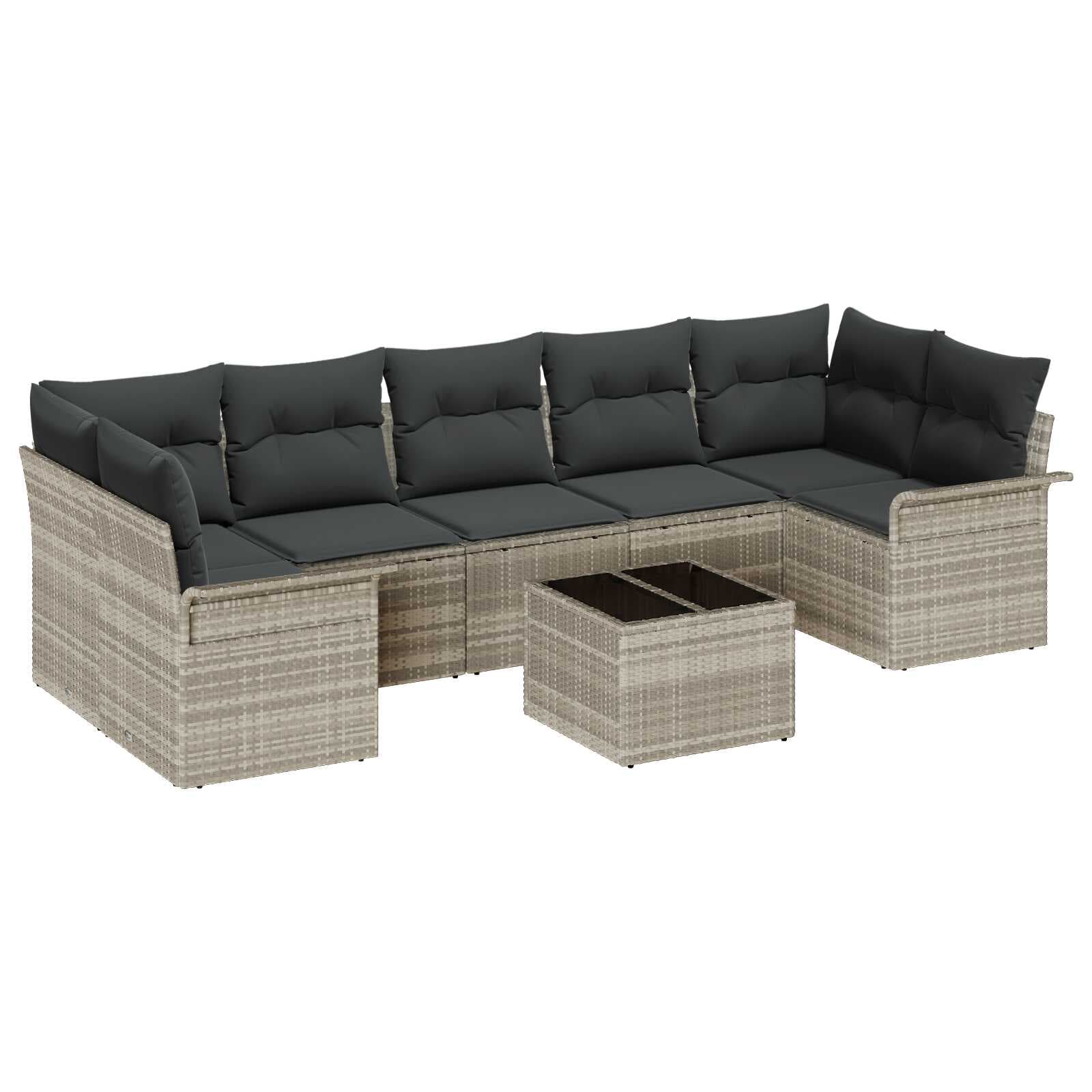 vidaXL Conjunto de Sofá de Jardim 8 pcs Cinza Claro e Cinza Escuro
