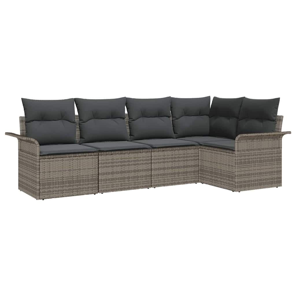 vidaXL Conjunto de Sofá de Jardim 5 pcs Cinzeto vime PE