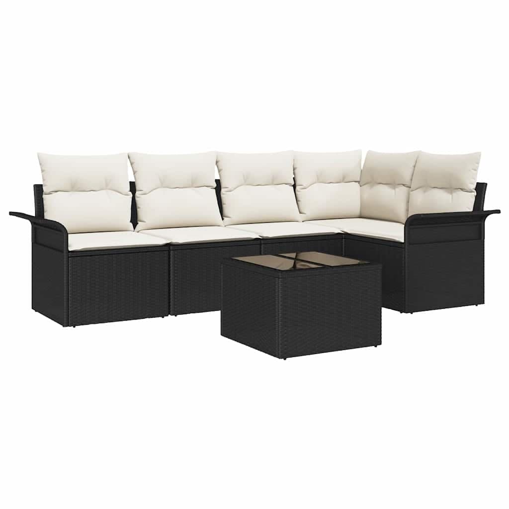vidaXL Conjunto de Sofá de Jardim 6 Peças Preto Rattan Sintético - 1346308837