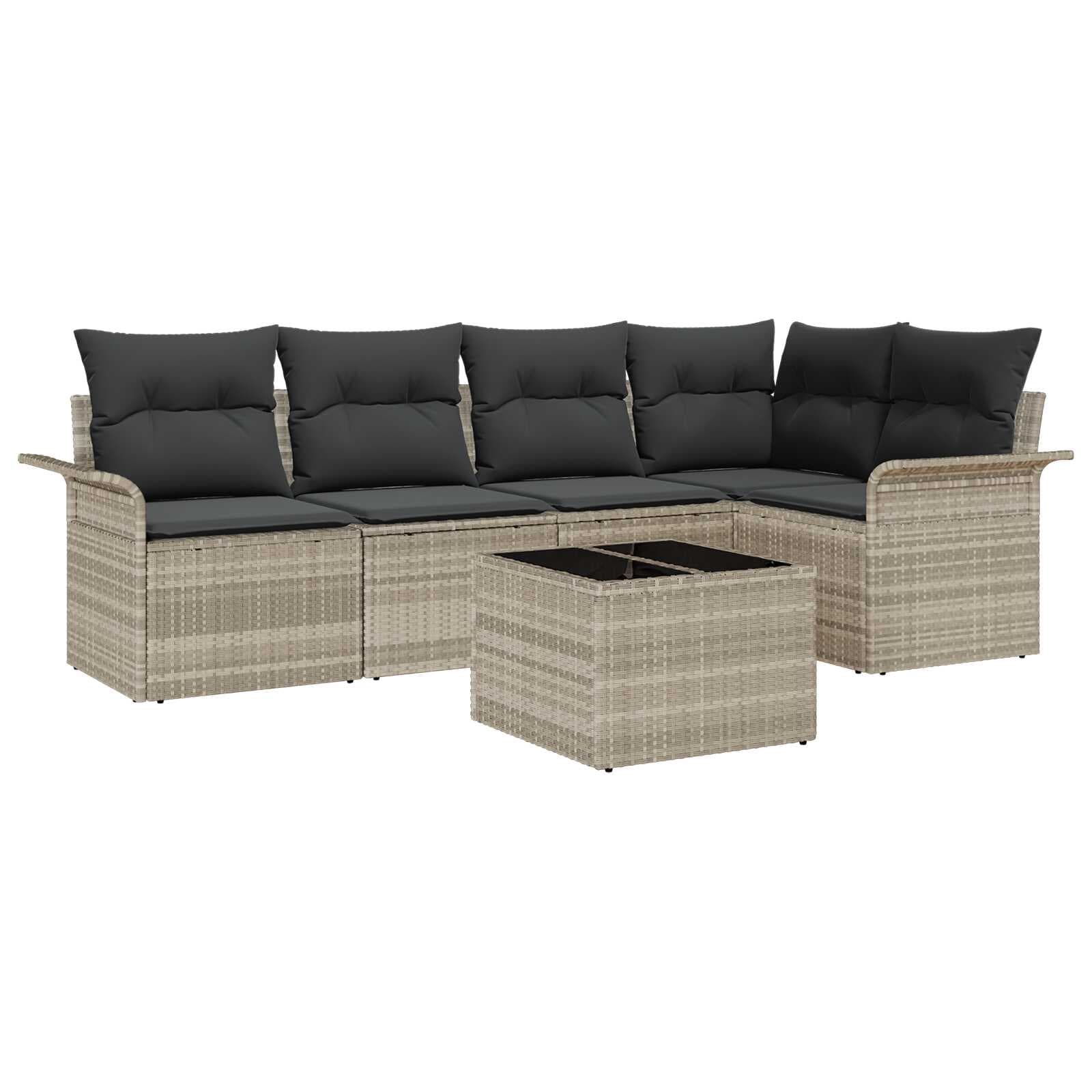 vidaXL Conjunto de Sofá de Jardim com almofada 6 pcs Cinzento-claro