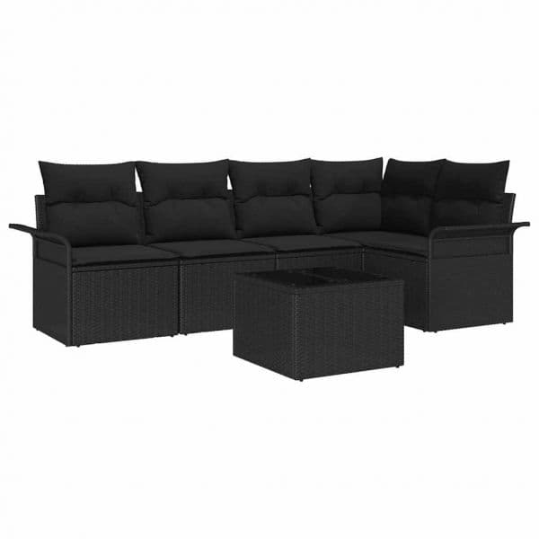 vidaXL Conjunto de Sofá de Jardim 6 Peças Preto Rattan Sintético - 403920955