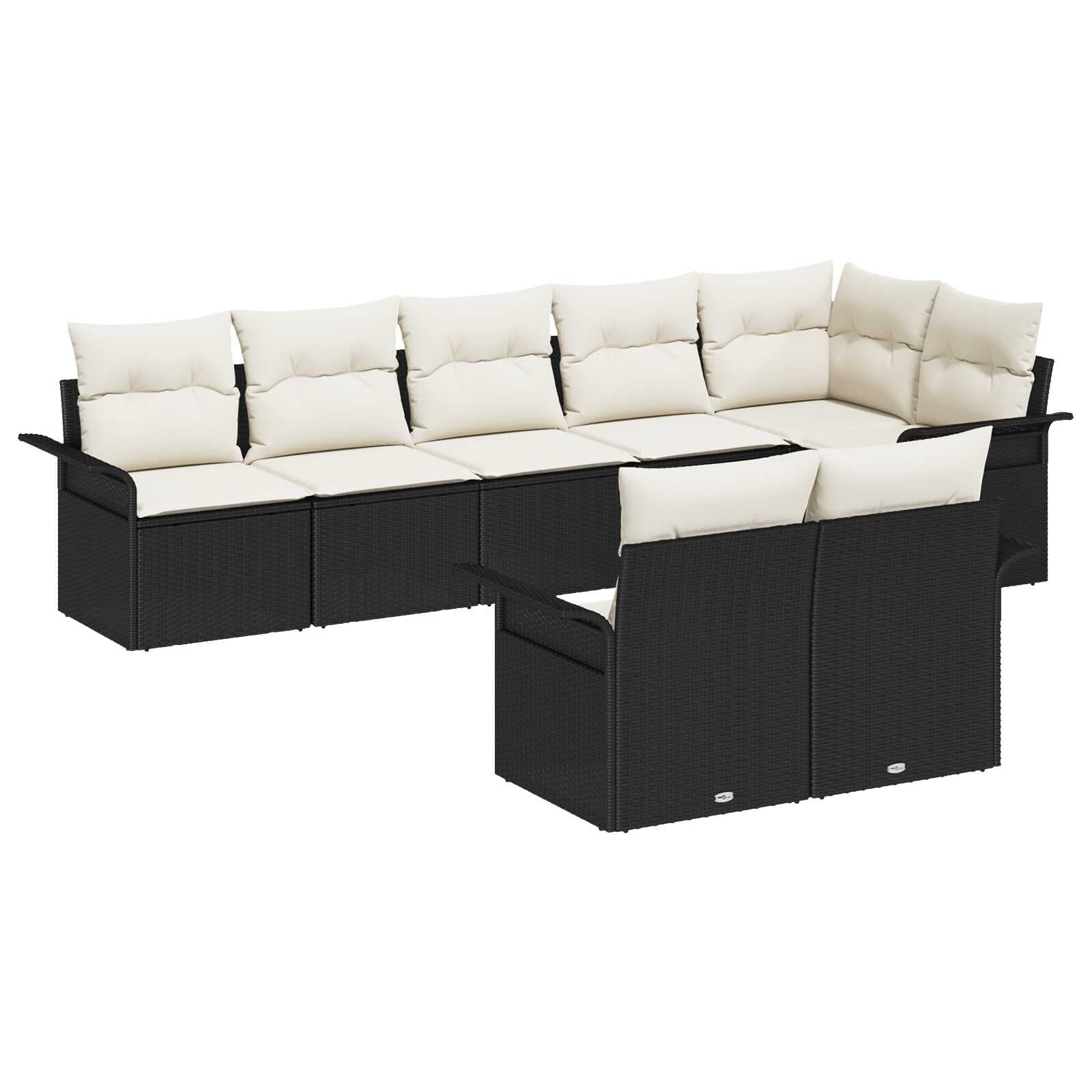 vidaXL Conjunto de Sofá de Jardim 8 pcs Preto vime PE