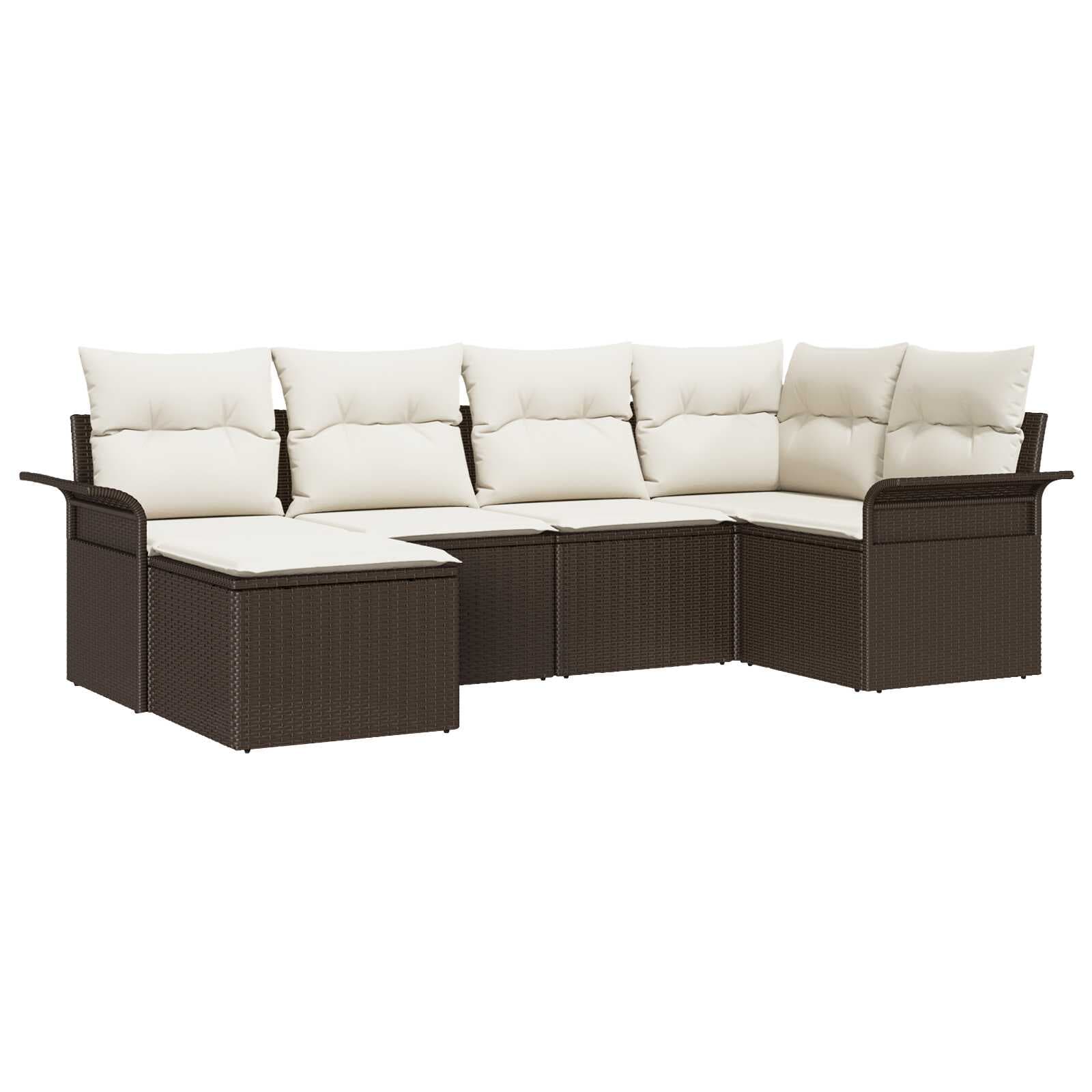 vidaXL Conjunto de Sofá de Jardim 6 pcs Castanho Rattan Sintético