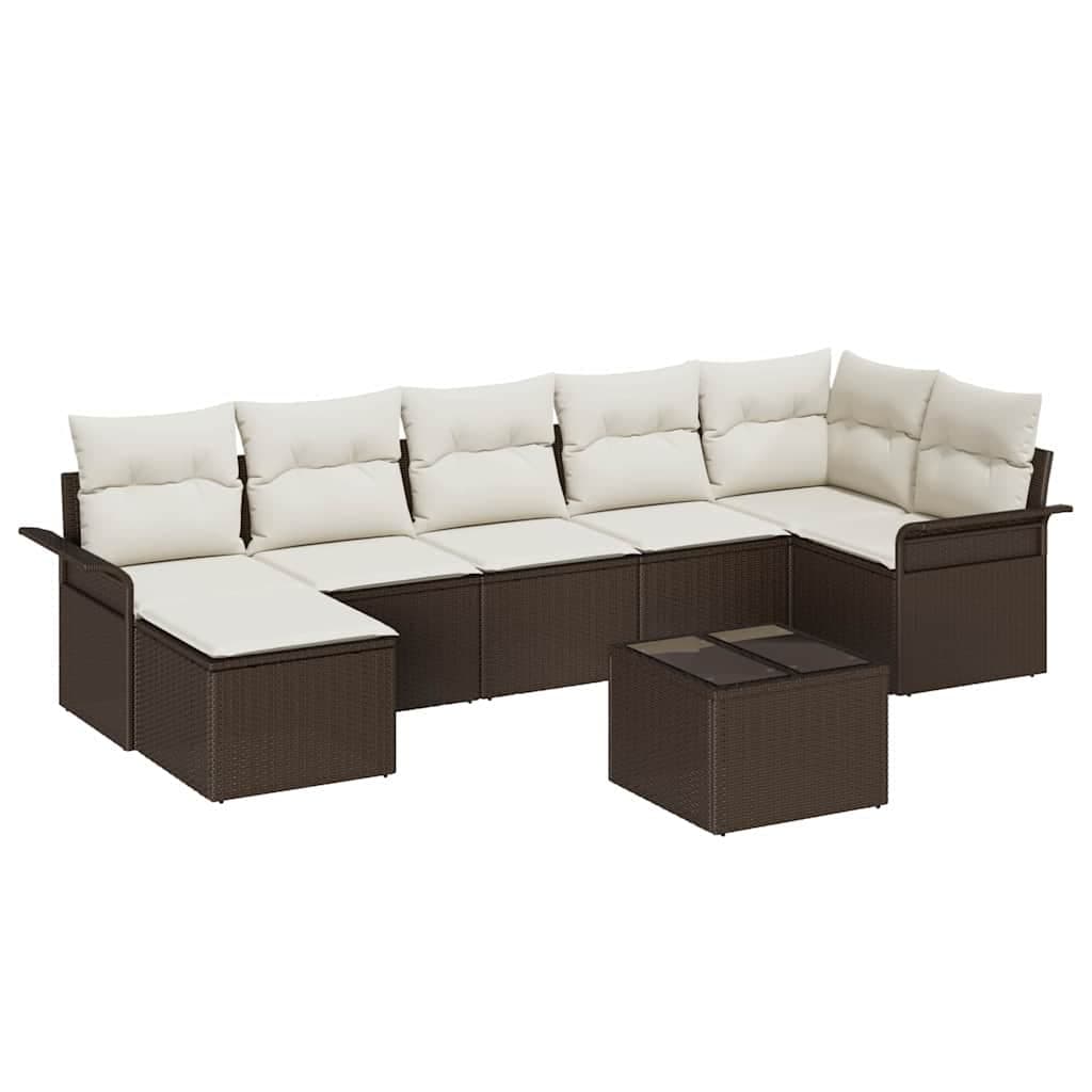 vidaXL Conjunto de Sofá de Jardim 8 Peças Castanho Rattan Sintético - 1071735045