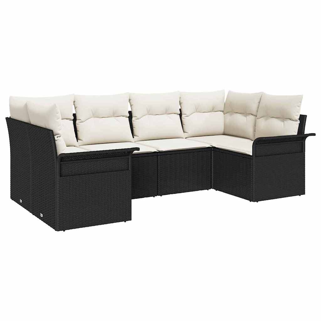 vidaXL Conjunto de Sofá de Jardim 6 pcs Preto Rattan Sintético