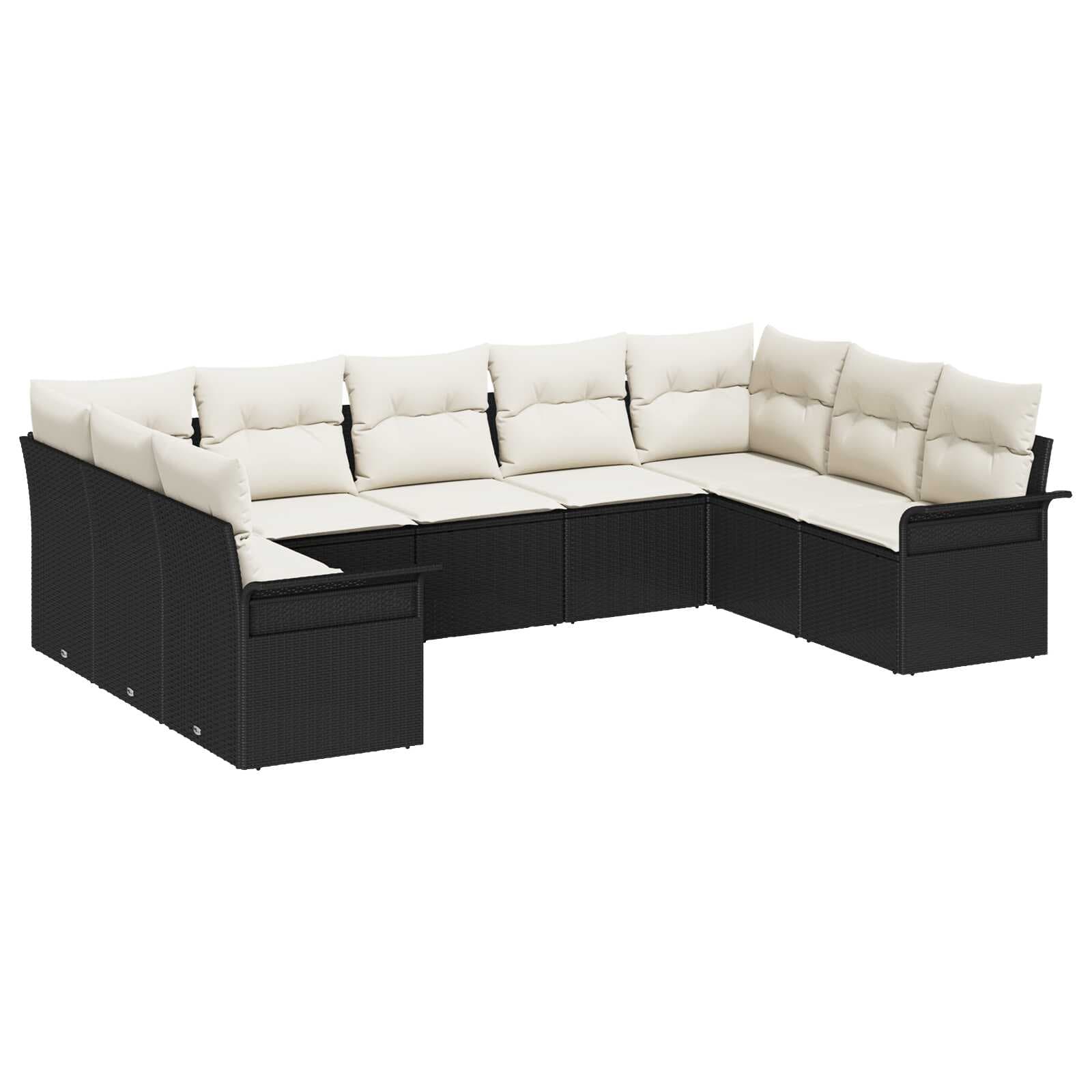 vidaXL Conjunto de Sofá de Jardim 9 Peças Preto Vime Pe - 2986981657