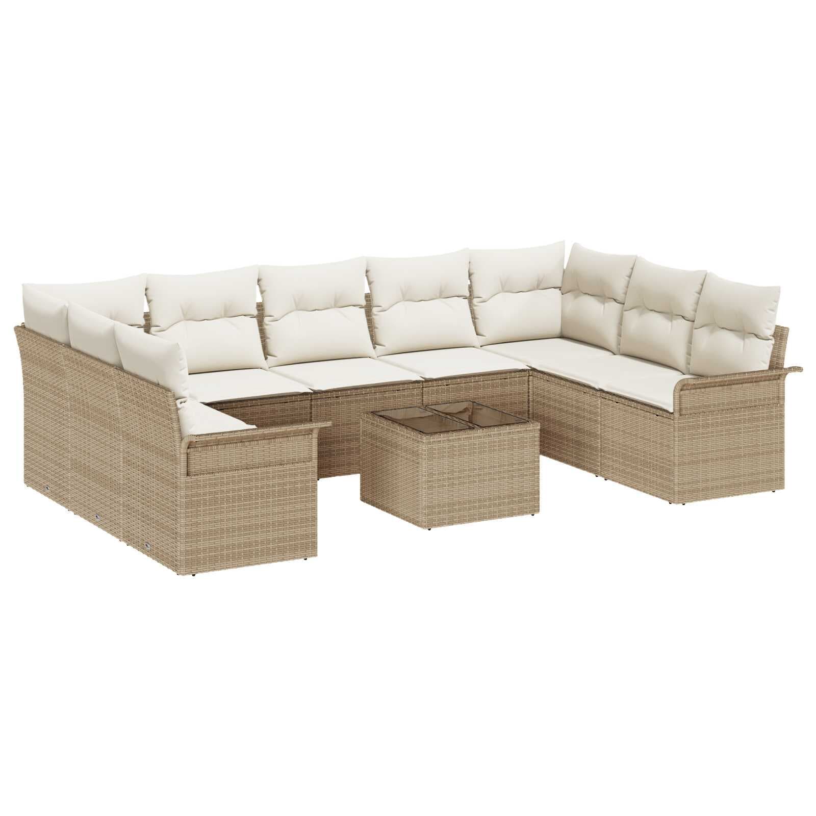 vidaXL Conjunto de Sofá de Jardim 10 Peças Castanho Vime Pe - 2448763005