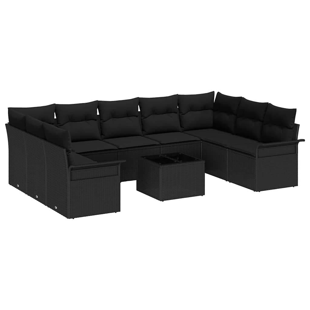 vidaXL Conjunto de Sofá de Jardim 10 Peças Bege Vime Pe - 2147174737