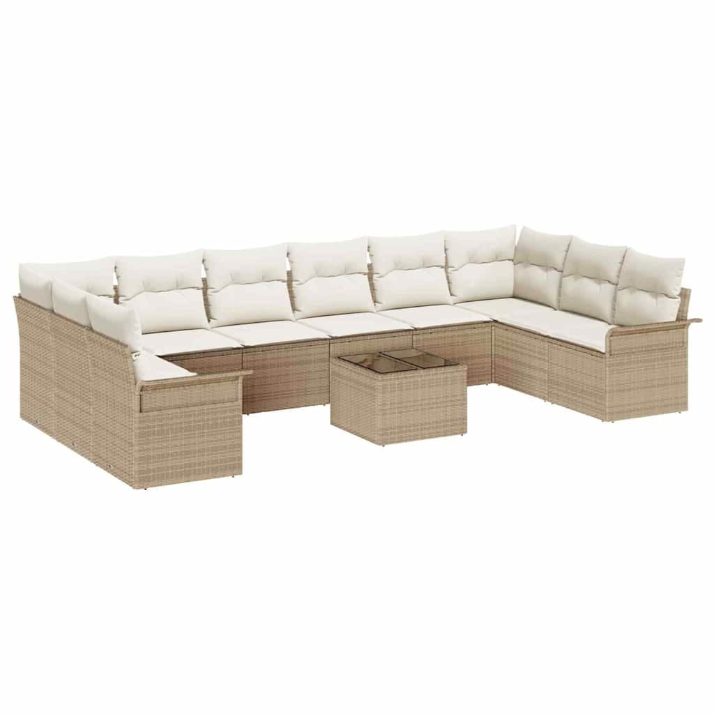 vidaXL Conjunto de Sofá de Jardim 11 Peças Castanho Rattan Sintético - 2747484927