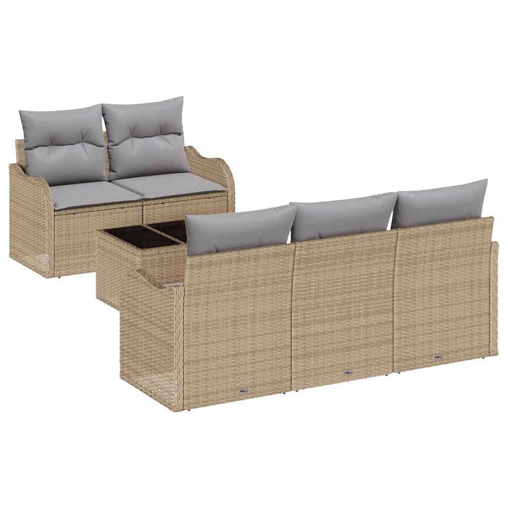vidaXL Conjunto de Sofá de Jardim com almofada 6 pcs Bege e Cinza